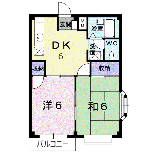 新井ハイツⅡ(2DK/2階)の間取り写真