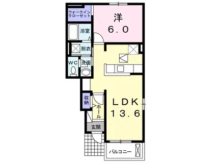 ヴァンクール(1LDK/1階)の間取り写真