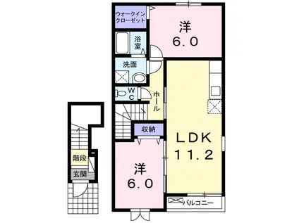 コリエンテ Ⅱ(2LDK/2階)の間取り写真