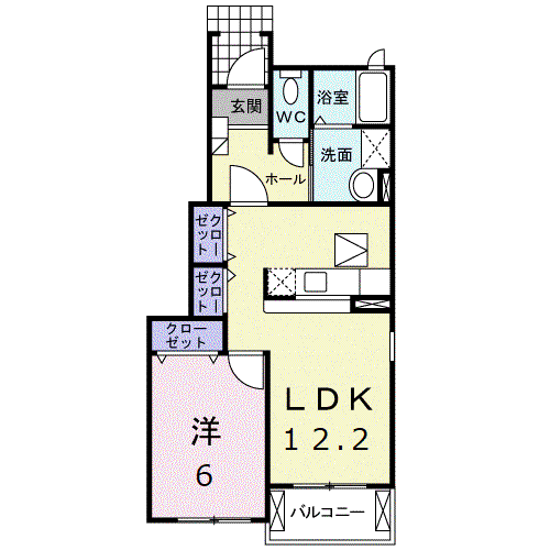 プロムナードⅡ(1LDK/1階)の間取り写真