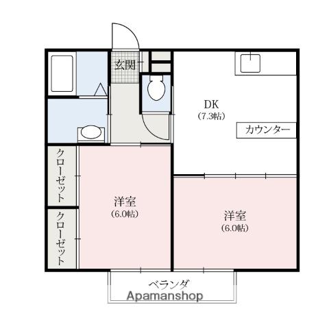 カサベルテ(2DK/2階)の間取り写真