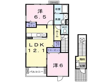 エレガンテフィオーレⅠ(2LDK/2階)の間取り写真