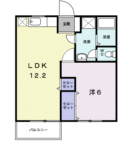 ルミエールⅠ(1LDK/2階)の間取り写真