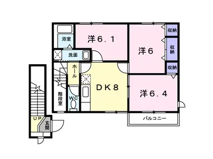 ミレニアムB(3DK/2階)の間取り写真