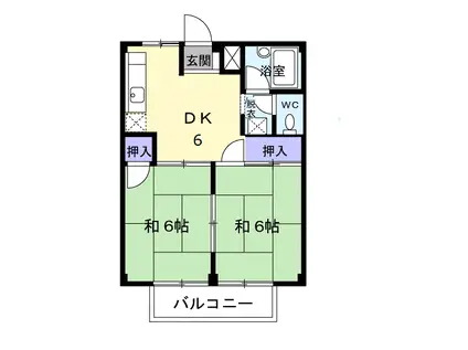 シティーハイツ小八木 B(2DK/2階)の間取り写真