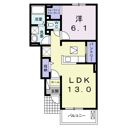 シャインメモリー Ⅱ(1LDK/1階)の間取り写真