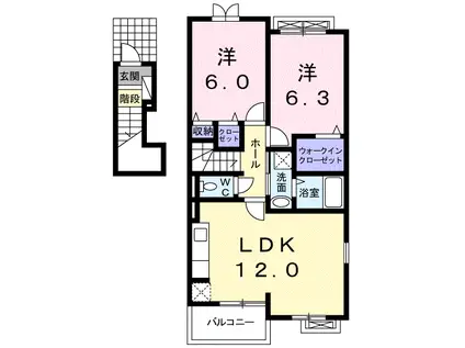 グラン・ソレイユ1(2LDK/2階)の間取り写真