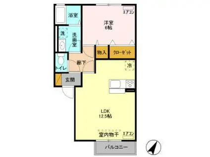 グランジェⅠ(1LDK/2階)の間取り写真