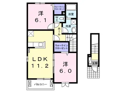 アルドール(2LDK/2階)の間取り写真