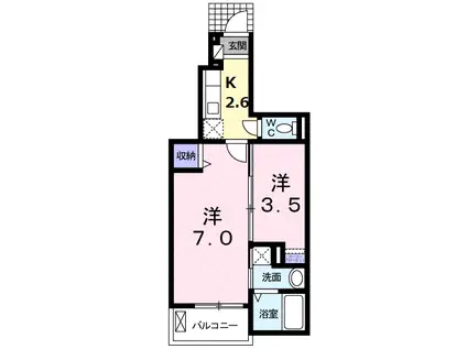 パークサイド M(1K/1階)の間取り写真
