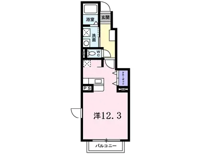 デフィー・ホワイト(ワンルーム/1階)の間取り写真