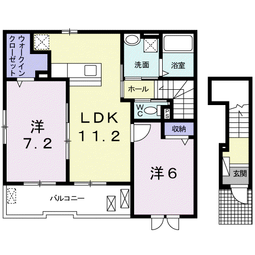 R・SグランツⅢ(2LDK/2階)の間取り写真