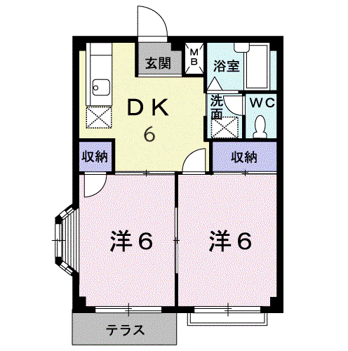 深堀ハイツⅡ(2DK/1階)の間取り写真