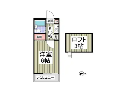 ロジュマン新町(1K/2階)の間取り写真