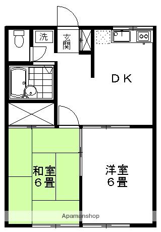 エステートピアKⅠ(2DK/1階)の間取り写真