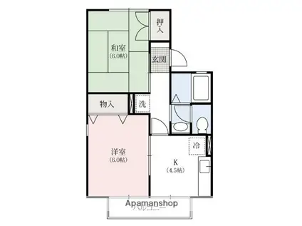 ソレイユ(2K/2階)の間取り写真