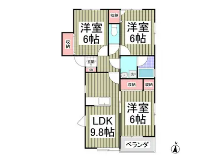 福島ハイツB-2(3LDK/2階)の間取り写真