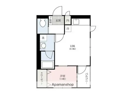 ムーンリバー(1LDK/3階)の間取り写真