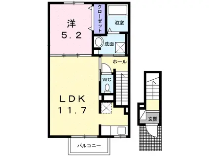 メゾンリュミエール・Ⅱ(1LDK/2階)の間取り写真