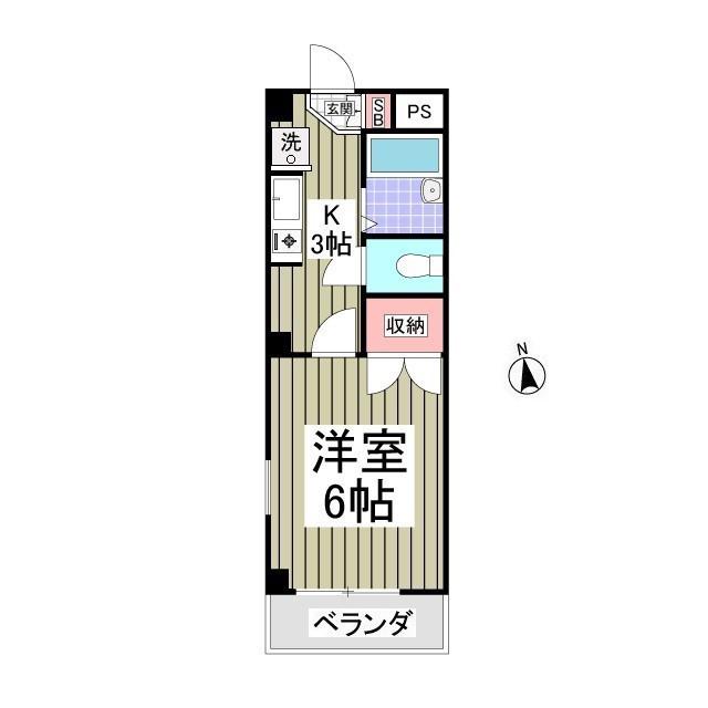 スプリングフィールドⅠ(1K/1階)の間取り写真