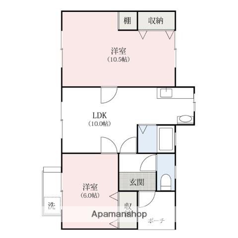 信越本線 磯部駅(群馬) 徒歩32分 1階建 築51年(2LDK)の間取り写真
