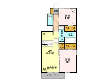 信越本線 北高崎駅 徒歩18分 2階建 築6年(2LDK/1階)の間取り写真