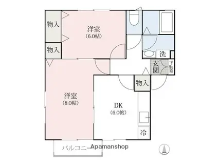 エスポワールK・A(2DK/2階)の間取り写真