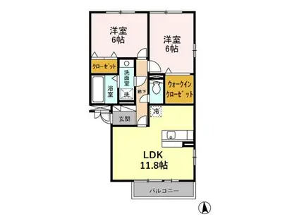 リバーサイド・K(2LDK/3階)の間取り写真