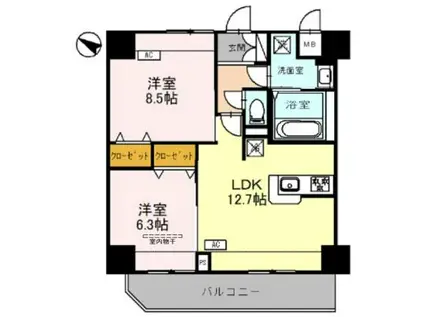 グラン・ルポ高崎(2LDK/6階)の間取り写真