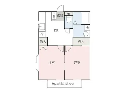 ルミネミワⅡ(2DK/2階)の間取り写真