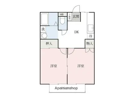 ルミネミワⅡ(2DK/1階)の間取り写真