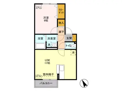 パルクヴェール(1LDK/2階)の間取り写真
