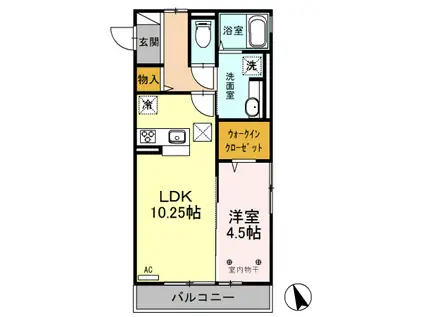 メゾン・ドゥ・ボヌール(1LDK/1階)の間取り写真