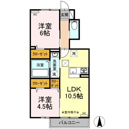 ハーベスト・ムーン Ⅱ(2LDK/1階)の間取り写真