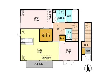 グレイスベル II(2LDK/2階)の間取り写真