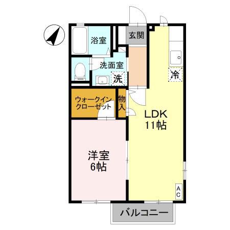 アベーテカーサII(1LDK/1階)の間取り写真