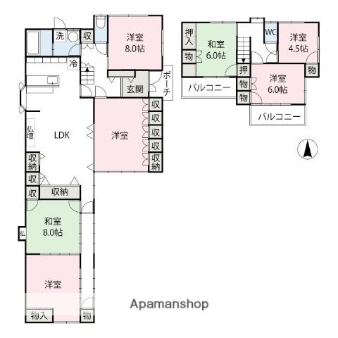 上信電鉄上信線 西吉井駅 徒歩16分 2階建 築49年(6SLDK)の間取り写真