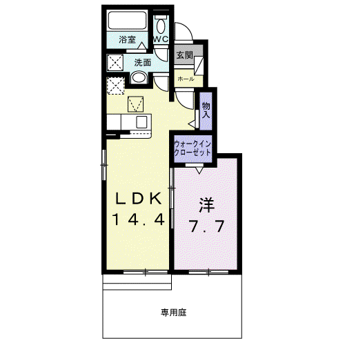 ココロテラス Ⅱ(1LDK/1階)の間取り写真