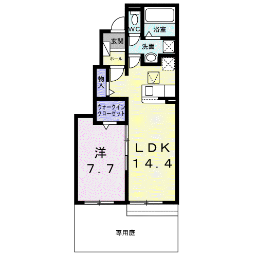 フローレス コート Ⅰ(1LDK/1階)の間取り写真