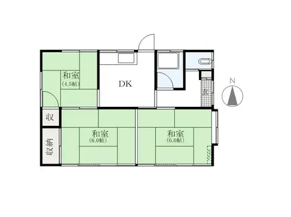 上越線 井野駅(群馬) 徒歩25分 1階建 築50年(3DK)の間取り写真