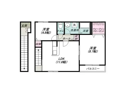 フォレストⅢ(2LDK/2階)の間取り写真