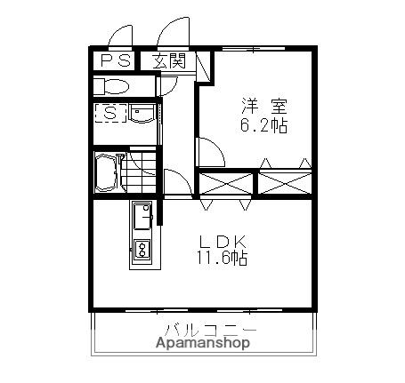 JISHOJIマンション(1LDK/2階)の間取り写真