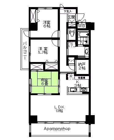 ADVANCENAGAIⅢ(3SLDK/9階)の間取り写真