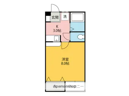 かとれあ(1K/2階)の間取り写真