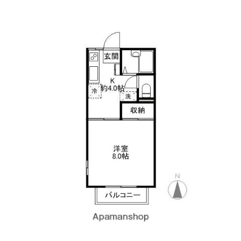 ジュネス表町(1K/2階)の間取り写真