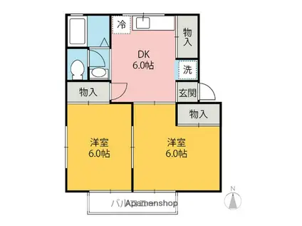 グリーンパレスA(2DK/1階)の間取り写真