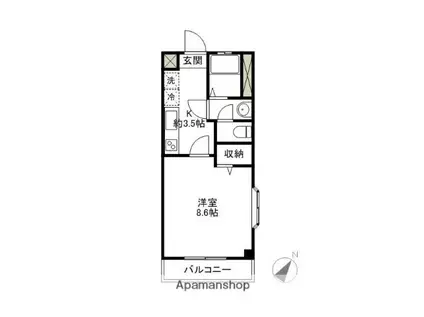 ベルエポックⅠ(1K/1階)の間取り写真