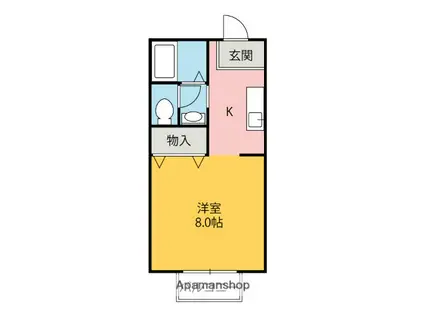 ウイング(ワンルーム/2階)の間取り写真