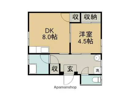 三俣マンション(1DK/2階)の間取り写真