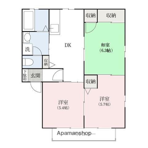 上越線 群馬総社駅 徒歩35分 2階建 築33年(3DK/2階)の間取り写真